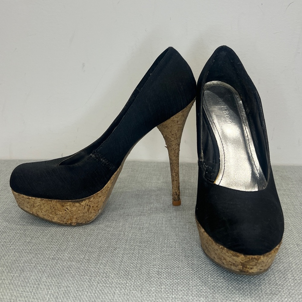 BAMBOO Black and Tan Heels with Stiletto Elegance